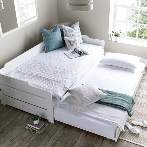 Wooden bed copella white - bed,, day